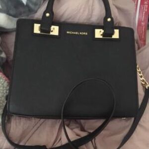 Michael Kors Black Satchel with Gold Accents